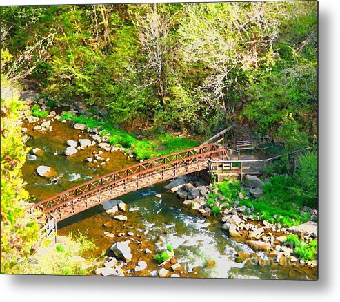 Rocks Metal Print featuring the photograph Bridge at the Falls by Judy Waller