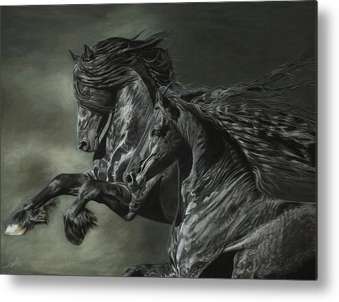 Horse Metal Print featuring the painting Brothers On the Wind by Terry Kirkland Cook
