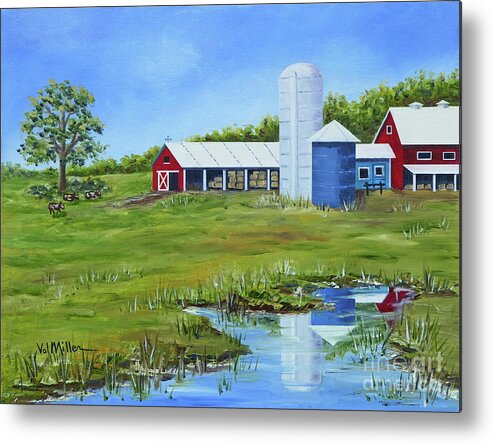 Oil Painting Metal Print featuring the painting Bucks County Farm by Val Miller