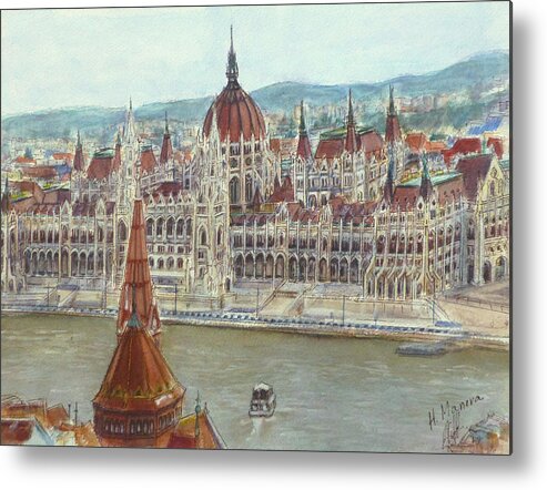 Budapest Metal Print featuring the painting Budapest by Henrieta Maneva