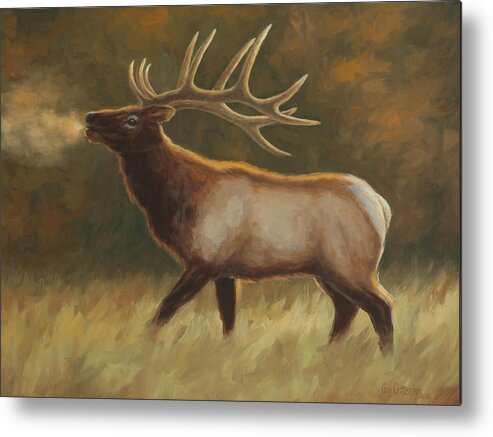  Metal Print featuring the painting Bull Elk by Guy Crittenden