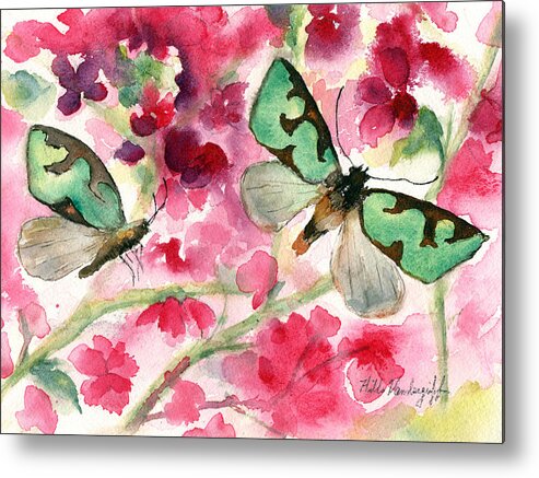 Butterfly Metal Print featuring the painting Butterflies by Hilda Vandergriff