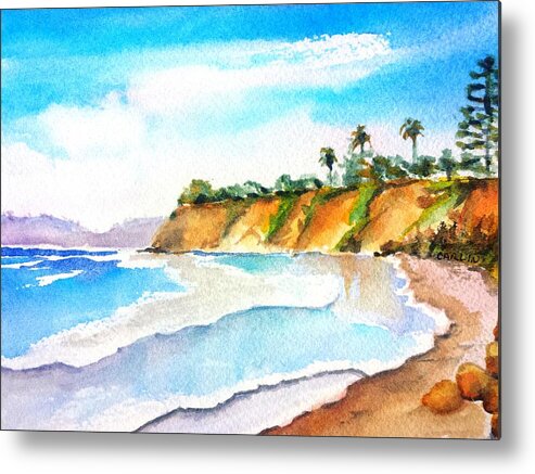 Ocean Metal Print featuring the painting Butterfly Beach Santa Barbara by Carlin Blahnik CarlinArtWatercolor