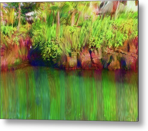 Nature Metal Print featuring the digital art By the Pond by Karen Nicholson