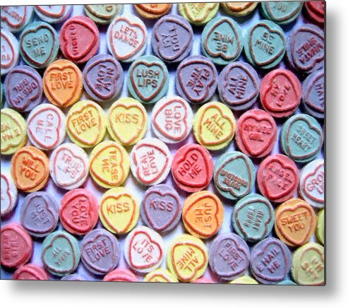 Love Hearts Metal Print featuring the painting Candy Love by Michael Tompsett
