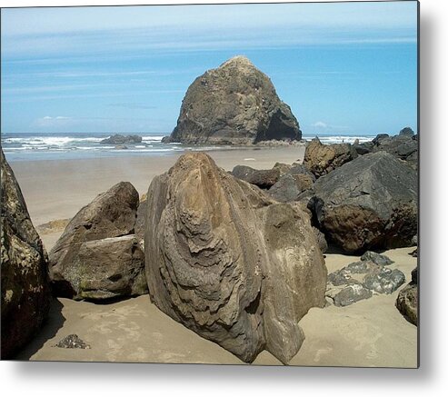 Beach Metal Print featuring the photograph Cannon Beach Boulders by Lori Seaman