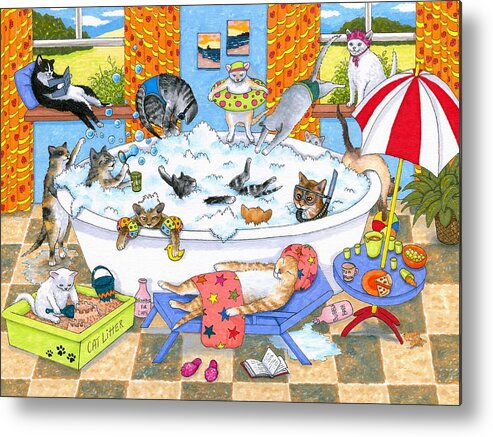 Cat Metal Print featuring the painting Cat 601 by Lucie Dumas