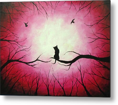 Cat Painting Metal Print featuring the painting Cat's Meow by Jen Shearer