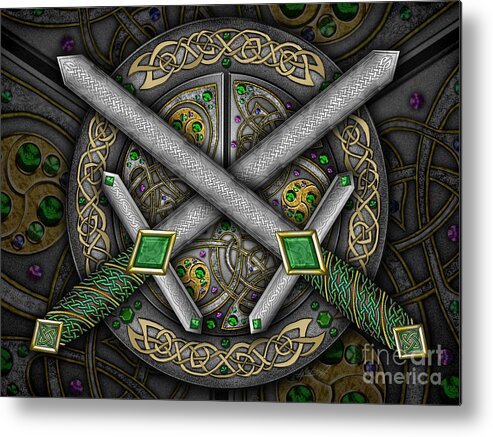 Artoffoxvox Metal Print featuring the mixed media Celtic Daggers by Kristen Fox