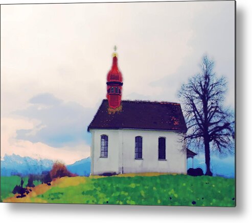 Landscape Metal Print featuring the photograph Chapel on a Hill by Chuck Shafer