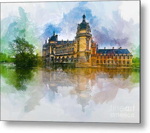 Castle Metal Print featuring the painting Chateau de Chantilly by Ian Mitchell