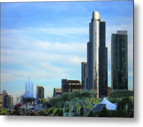 City Metal Print featuring the digital art Chicago cityscape by Steve Karol