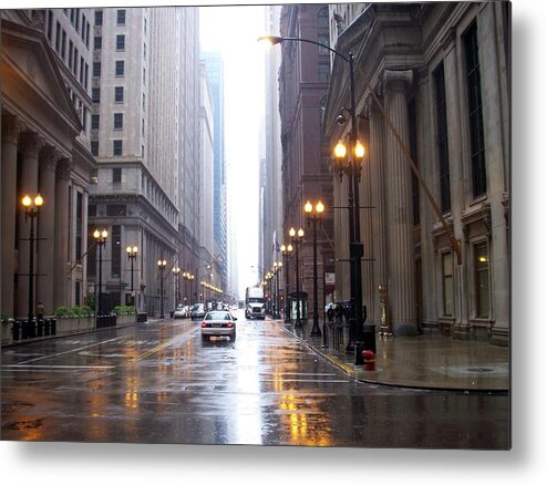 Chicago Metal Print featuring the photograph Chicago in the rain by Anita Burgermeister