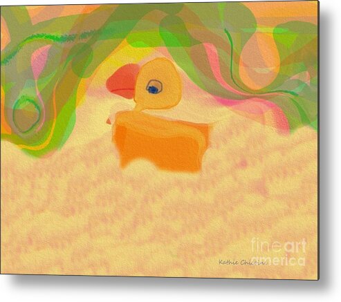 Kathie Chicoine Digital Art Colorful Metal Print featuring the digital art Chick-a Dee by Kathie Chicoine