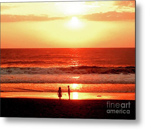 Sunset Metal Print featuring the photograph Children by HELGE Art Gallery