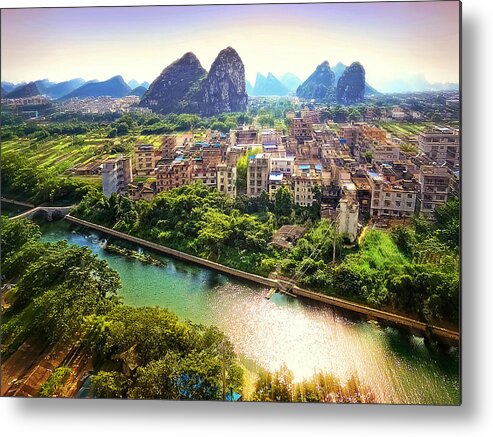 China Metal Print featuring the photograph China Guilin landscape scenery photography-21 by Artto Pan