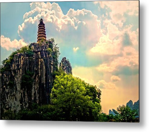 China Metal Print featuring the photograph China Guilin landscape scenery photography-8 by Artto Pan