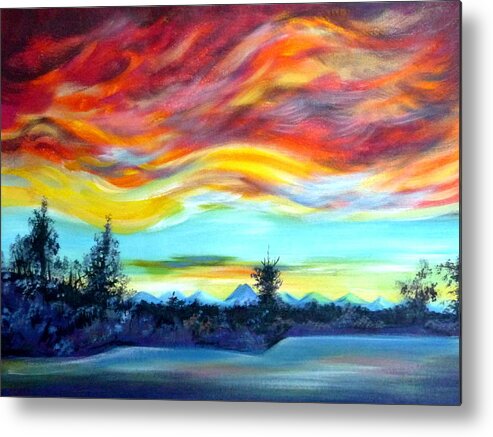 Acrylic Metal Print featuring the painting Chinook Arch over Bow River by Anna Duyunova