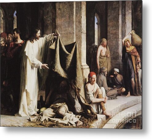 Carl Heinrich Bloch Metal Print featuring the painting Christ Healing The Sick At The Pool Of Bethesda by Carl Heinrich Bloch