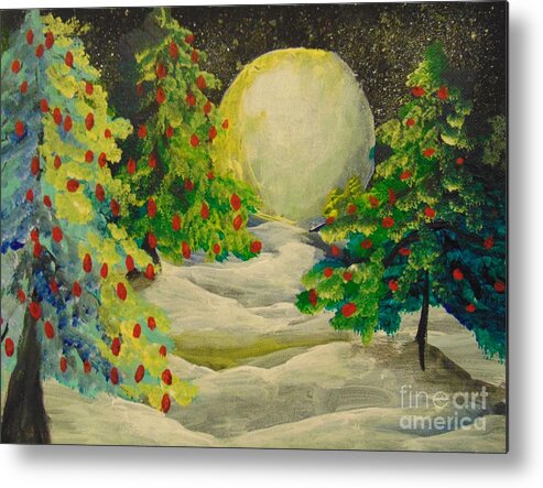 Evergreen Metal Print featuring the painting Christmas Night by Saundra Johnson