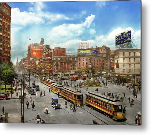 Color Metal Print featuring the photograph City - Detroit MI - Motor City 1917 by Mike Savad