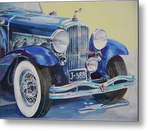 Antique Car Metal Print featuring the painting Classy Chassis by Celene Terry