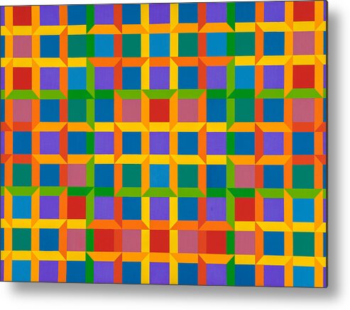 Abstract Metal Print featuring the painting Closed Quadrilateral Lattice by Janet Hansen