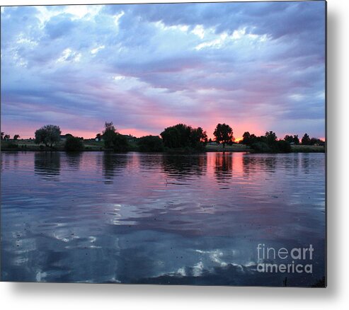 Sunset Metal Print featuring the photograph Clouds and Sunset Reflection in Prosser by Carol Groenen