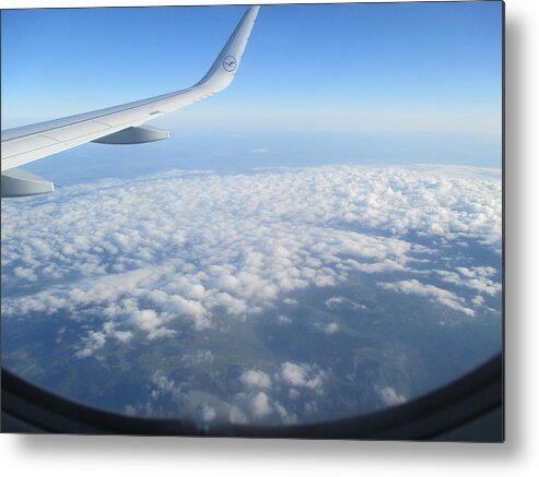Airplane Metal Print featuring the photograph Clouds seen from the airplane by Anamarija Marinovic