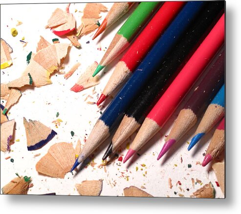 Colored Pencils Metal Print featuring the photograph Colored Pencils by Valerie Morrison