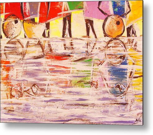 Nii Hylton Metal Print featuring the painting Colorful Reflections by Nii Hylton