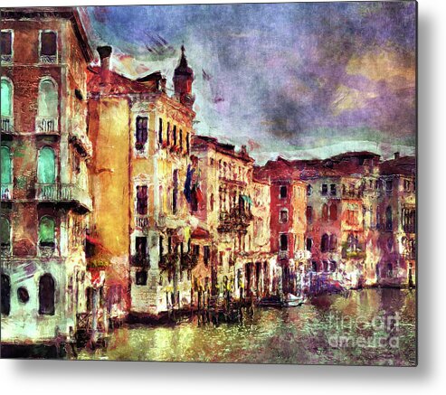 Venice Metal Print featuring the digital art Colorful Venice Canal by Phil Perkins