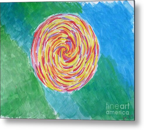 Simple Metal Print featuring the painting Colour me spiral by Francesca Mackenney