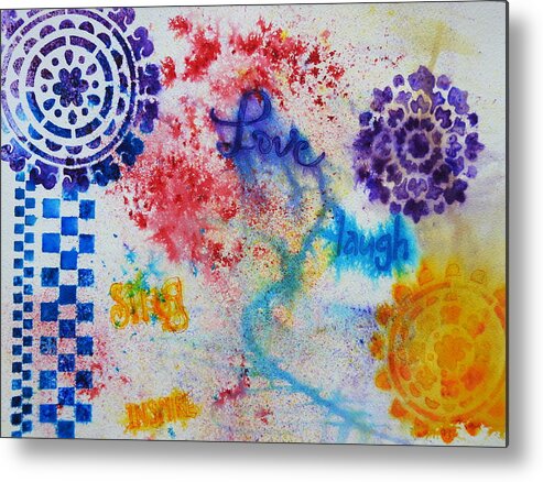 Brusho Metal Print featuring the mixed media Colourful Abstract by Betty-Anne McDonald