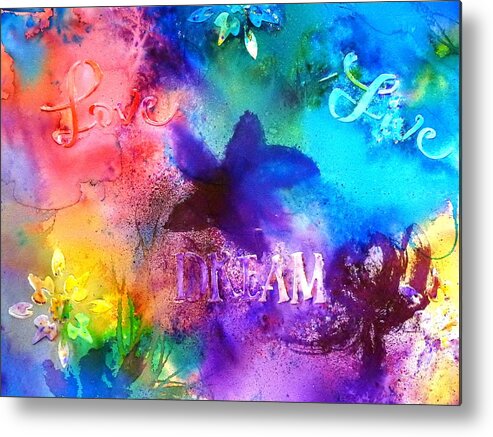 Brusho Crystals Metal Print featuring the mixed media Colourful Advice by Betty-Anne McDonald