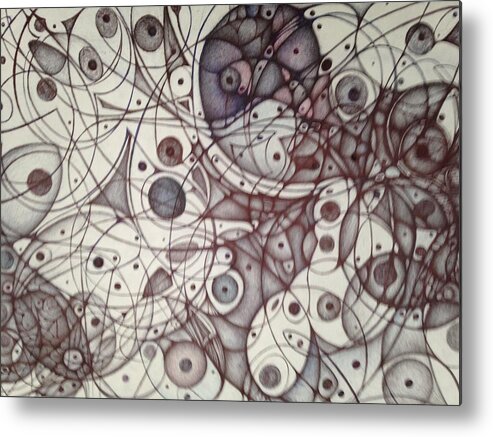 Digitally Fine Tuned Ballpoint Drawings Metal Print featuring the drawing Confusion by Jack Dillhunt
