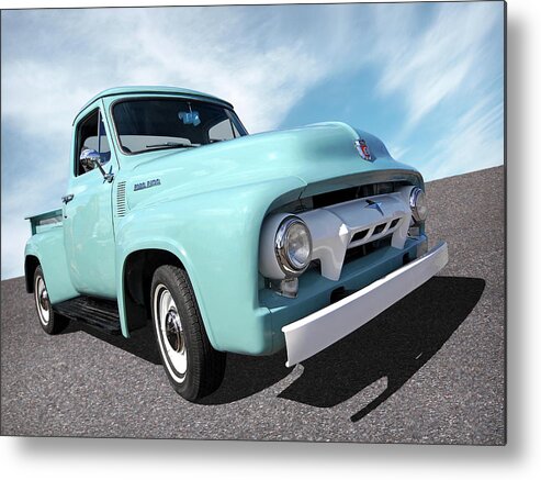 Ford F100 Metal Print featuring the photograph Cool as Ice - 1954 Ford F-100 Glacier Blue by Gill Billington
