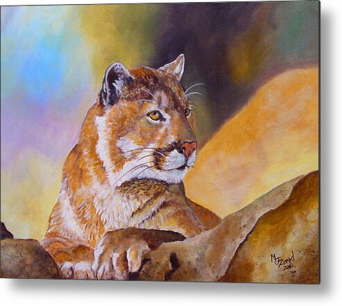Cougar Metal Print featuring the painting Cougar Wildlife by Mary Jo Zorad