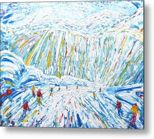 Courchevel Metal Print featuring the painting Courchevel Creux Piste by Pete Caswell