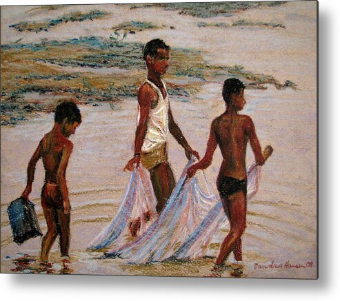 Crab Fishing Metal Print featuring the painting Crab Dance by Art Nomad Sandra Hansen
