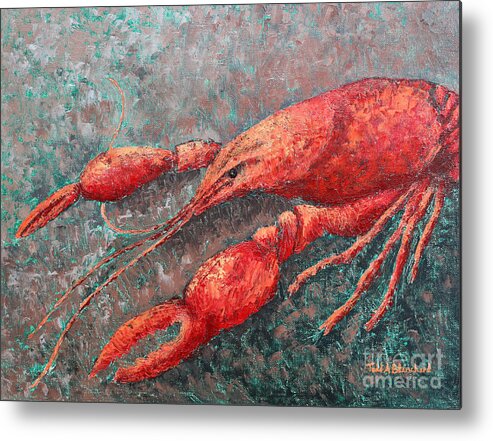 Animal Metal Print featuring the painting Crawfish by Todd Blanchard