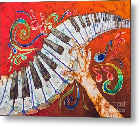 Piano Metal Print featuring the tapestry - textile Crazy Fingers - Piano Keyboard by Sue Duda