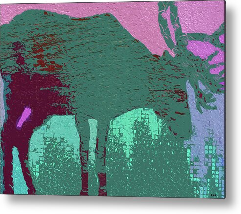 Moose Metal Print featuring the painting Crazy Looking Moose by Robert Margetts