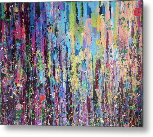 Abstract Metal Print featuring the painting Creeping Beauty - LARGE WORK by Angie Wright