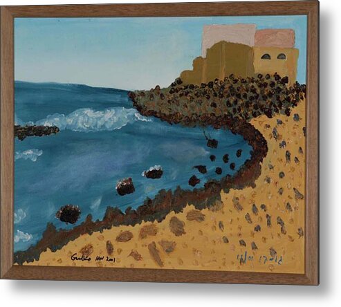 Castle Seashore Religious Christian Holyland Antiquity Metal Print featuring the painting Crusaders Castle by Harris Gulko