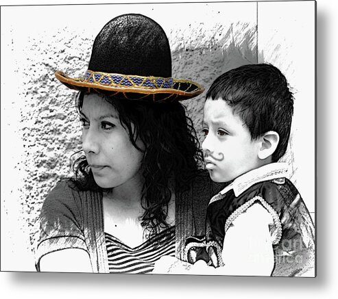 Mother Metal Print featuring the photograph Cuenca Kids 912 by Al Bourassa