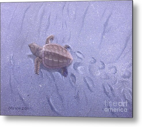 Turtle Paintings Metal Print featuring the painting Cycle of Life - 1 by Michael Allen