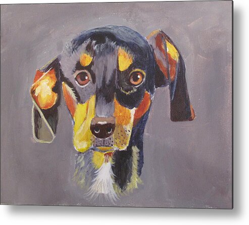 Pets Metal Print featuring the painting Dachshund by Kathie Camara