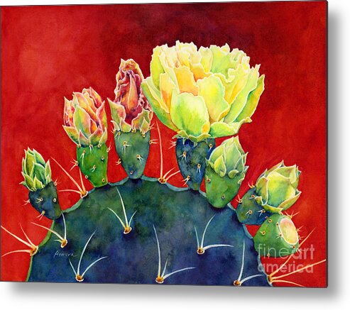 Cactus Metal Print featuring the painting Desert Bloom 3 by Hailey E Herrera