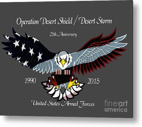 Veterans Metal Print featuring the drawing Desert Storm 25th Anniversary by Bill Richards